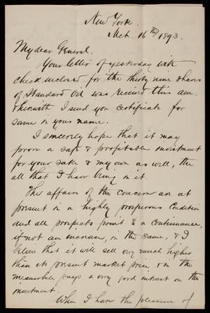 Charles E. M. Hodge to Thomas Lincoln Casey, March 16, 1893