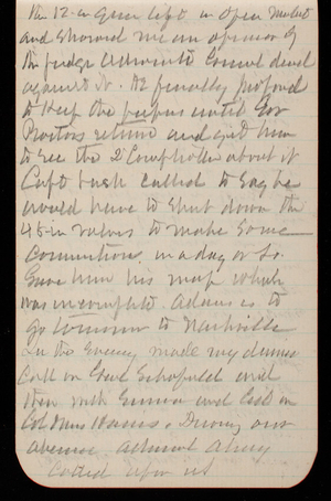 Thomas Lincoln Casey Notebook, October 1890-December 1890, 18, the 12:00 Green left [illegible]
