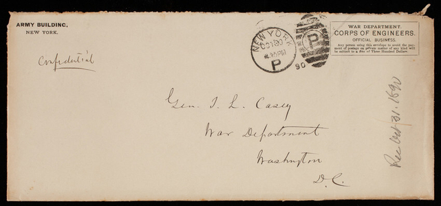 Henry L. Abbot to Thomas Lincoln Casey, October 31, 1890
