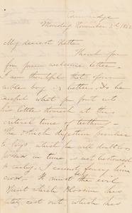 Letter from Elizabeth Sedgwick Child to Henrietta Ellery Sedgwick, 2 November 1862