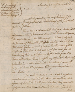 Letter from Samuel Quincy to Robert Treat Paine, 16 December 1770