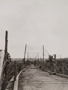 View of a wooden plank road near Tahure