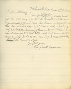 Letter from Benjamin Smith Lyman to Charles Schäffer