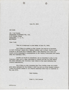 Letter from Mark H. McCormack to Noel Morris