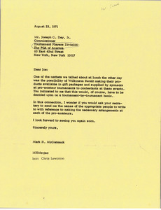 Letter from Mark H. McCormack to Joseph C. Dey