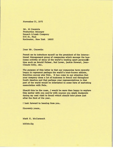 Letter from Mark H. McCormack to Al Cauwels