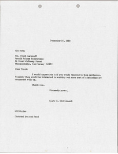 Letter from Mark H. McCormack to Frank Abramoff