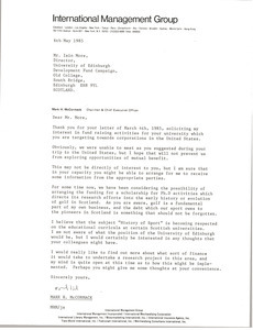 Letter from Mark H. McCormack to Iain More