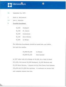 Memorandum from John L. Macklin to Mark H. McCormack