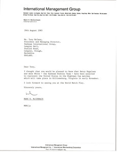 Letter from Mark H. McCormack to Tony McCann