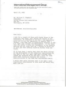 Letter from Mark H. McCormack to William C. Campbell