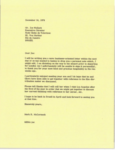 Letter from Mark H. McCormack to Joe Wallach