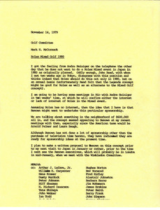 Memorandum from Mark H. McCormack to the Golf Committee concerning Rolex Mixed Golf 1980