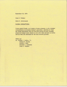 Memorandum from Mark H. McCormack to John D. Webber