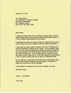 Letter from Mark H. McCormack to Frank A. Olson