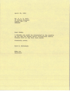 Letter from Mark H. McCormack to R. A. A. Holt