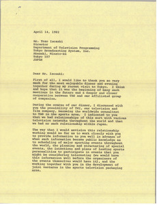 Letter from Mark H. McCormack to Yozo Isozaki