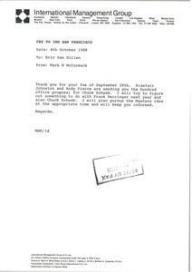 Fax from Mark H. McCormack to Eric Van Dillen
