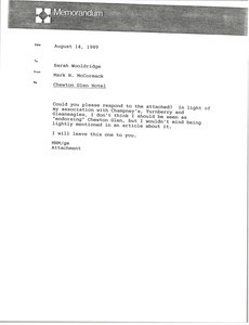 Memorandum from Mark H. McCormack to Sarah Wooldridge