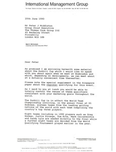 Letter from Mark H. McCormack to Peter J. Middleton