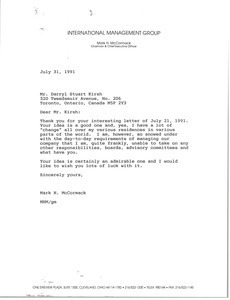 Letter from Mark H. McCormack to Darryl Stuart Kirsh