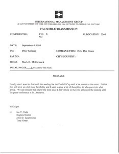 Memorandum from Mark H. McCormack to Peter German