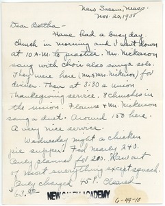 Letter from Hazel (Cogswell) Stowell to Bertha (Billings) Fisher