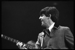 Paul McCartney on bass, in concert with the Beatles, Washington Coliseum