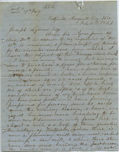 Letter from L. Bridgeman to Joseph Lyman