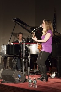 Dar Williams, performing at the First Congregational Church in Wellfleet, accompanied by Bryn Roberts on piano