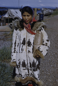 Young girl in caribou skin coat