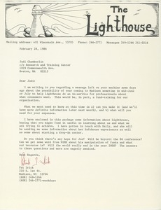 Letter from Patrick Irick to Judi Chamberlin