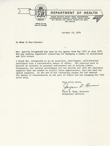 Letter from Joyce D. Kane to unidentified correspondent