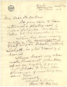 Letter from Frank E. Lakey to W. E. B. Du Bois