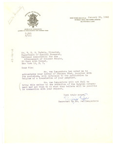 Letter from Belgian United Nations Delegation to W. E. B. Du Bois