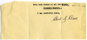 Letter from Albert A. Bans to unidentified correspondent