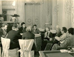 W. E. B. Du Bois, Shirley Graham Du Bois, and others at conference in Leningrad