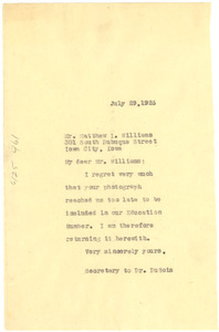 Letter from Crisis to Matthew I. Williams