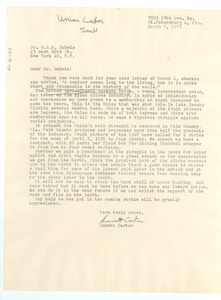 Letter from Emmett Carter to W. E. B. Du Bois