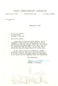 Letter from First Unitarian Church to W. E. B. Du Bois