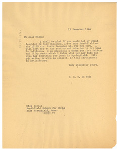 Letter from W. E. B. Du Bois to Northfield School for Girls