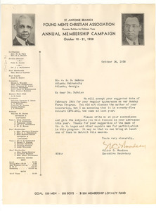 Letter from Young Men's Christian Association to W. E. B. Du Bois