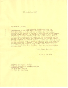 Letter from W. E. B. Du Bois to National Council of American-Soviet Friendship