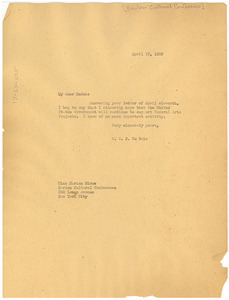 Letter from W. E. B. Du Bois to Harlem Cultural Conference