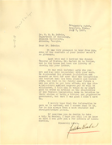 Letter from Carleton Beals to W. E. B. Du Bois