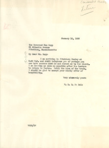Letter from W. E. B. Du Bois to Universalist Church