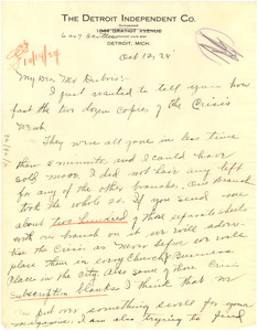 Letter from Beulah Young to W. E. B. Du Bois