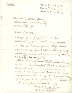 Letter from Ruby Jo Lee Kennedy to W. E. B. Du Bois