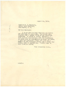 Letter from W. E. B. Du Bois to Napoleon B. Marshall