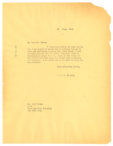 Letter from W. E. B. Du Bois to Earl Brown